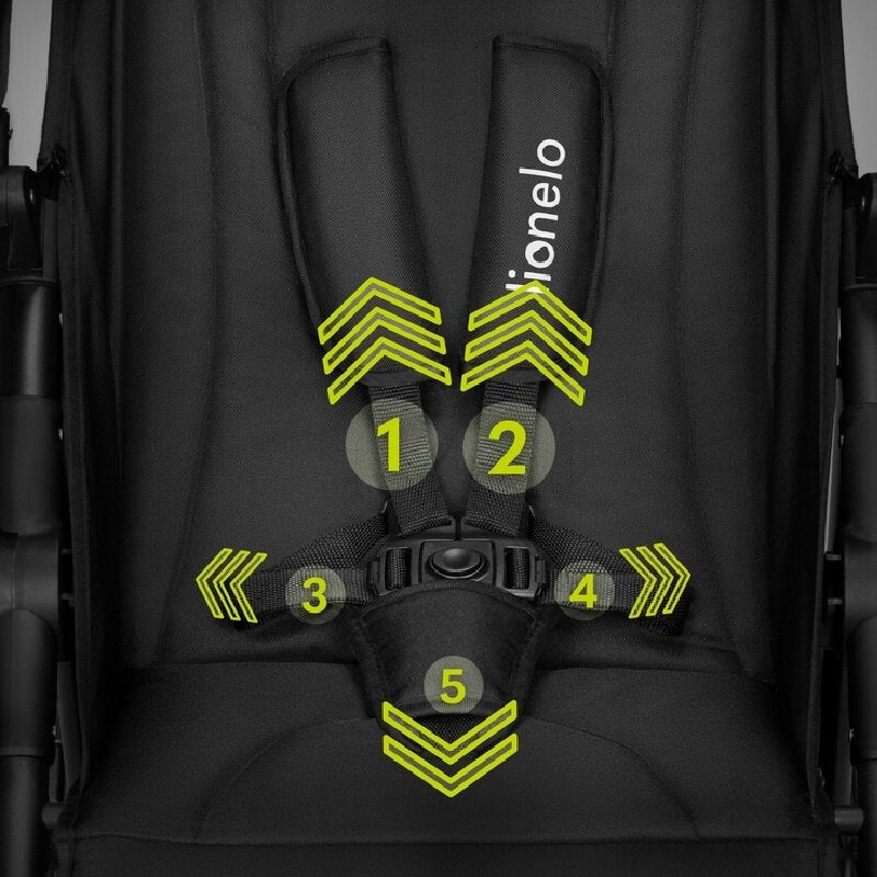 Carucior sport, Lionelo, Natt, De la nastere, Cu accesorii si capotina XXL reglabila, 0 - 22 kg, Conform cu standardele europene de securitate EN1888-1, EN1888-2, Negru Onyx - gogobaby.ro