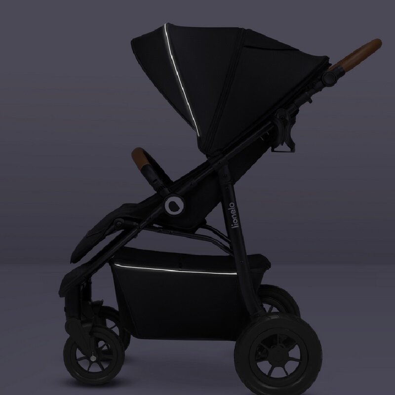 Carucior sport, Lionelo, Natt, De la nastere, Cu accesorii si capotina XXL reglabila, 0 - 22 kg, Conform cu standardele europene de securitate EN1888-1, EN1888-2, Negru Onyx - gogobaby.ro