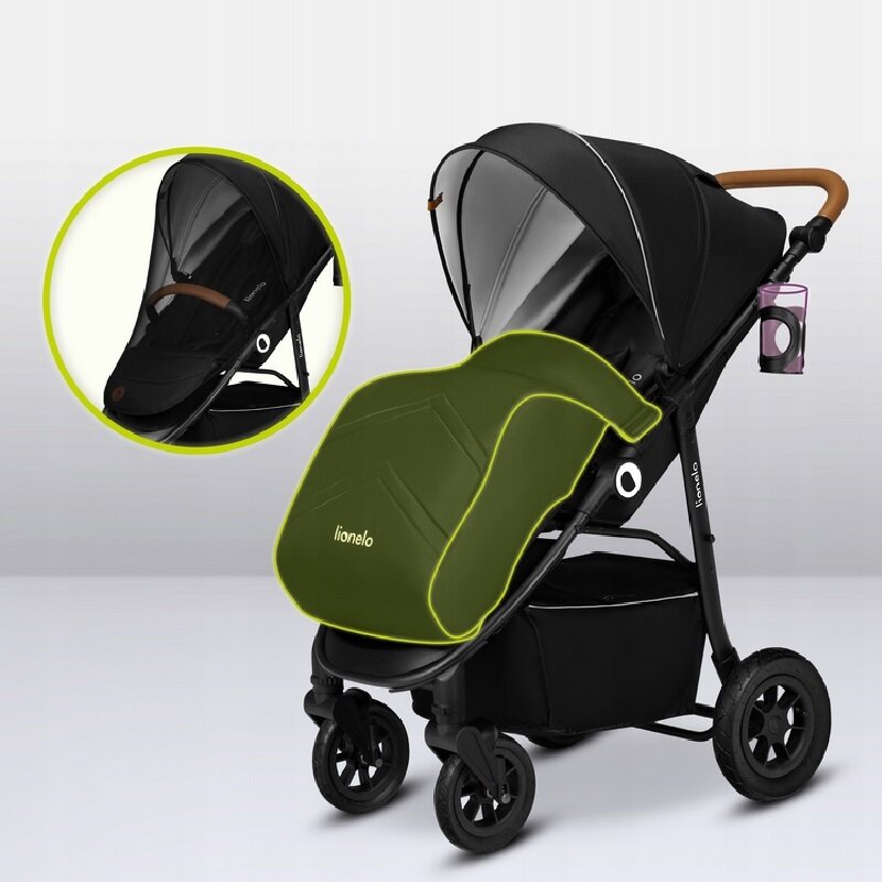 Carucior sport, Lionelo, Natt, De la nastere, Cu accesorii si capotina XXL reglabila, 0 - 22 kg, Conform cu standardele europene de securitate EN1888-1, EN1888-2, Negru Onyx - gogobaby.ro
