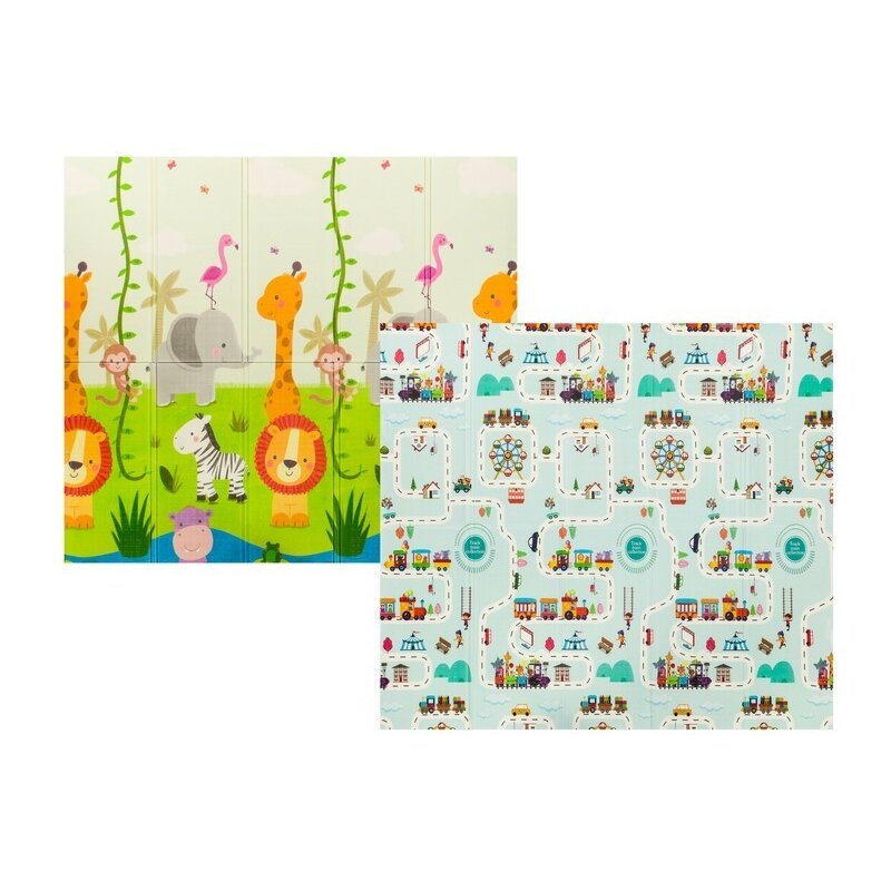 Covoras educativ, Lionelo, Robby, Pliabil, Impermeabil, Dimensiune mare, 200 x 180 cm, Cu Imprimeu pe ambele parti, Conform cu standardul european de securitate EN71, Multicolor - gogobaby.ro