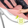 Fotoliu balansoar, Lionelo, Electric, Ruben, Cu spatar reglabil, Cu 12 melodii relaxante si sunete ale naturii, Cu 3 programe de balansare automata, Conform cu standardul european EN 16232, 68x65 cm, Roz