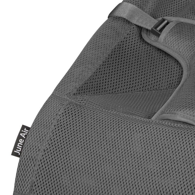 Fotoliu balansoar, Lionelo June AIR, Cu arcada cu jucarii, Ergonomic, Permite circulatia aerului, Balansare manuala, Pliabil, 0 luni+, Gri - gogobaby.ro