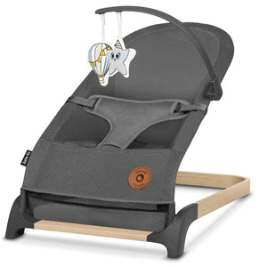 Fotoliu balansoar, Lionelo June AIR, Cu arcada cu jucarii, Ergonomic, Permite circulatia aerului, Balansare manuala, Pliabil, 0 luni+, Gri - gogobaby.ro