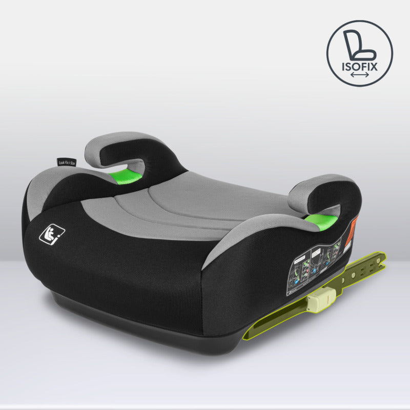 Inaltator auto, Lionelo, Luuk Fix I-size, 125- 150 cm, Instalare cu sistem Isofix si centura de prindere, Cu husa detasabila, Conform cu standardul european de securitate ECE R129, Gri - gogobaby.ro