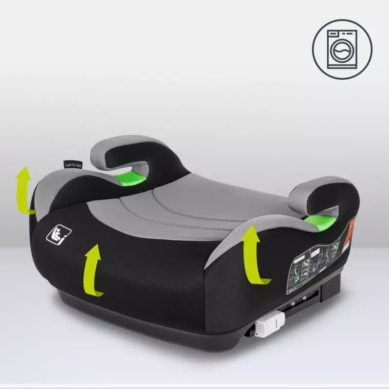 Inaltator auto, Lionelo, Luuk Fix I-size, 125- 150 cm, Instalare cu sistem Isofix si centura de prindere, Cu husa detasabila, Conform cu standardul european de securitate ECE R129, Gri