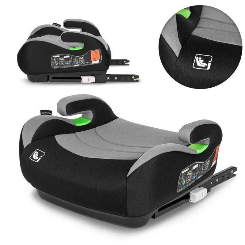 Inaltator auto, Lionelo, Luuk Fix I-size, 125- 150 cm, Instalare cu sistem Isofix si centura de prindere, Cu husa detasabila, Conform cu standardul european de securitate ECE R129, Gri - gogobaby.ro