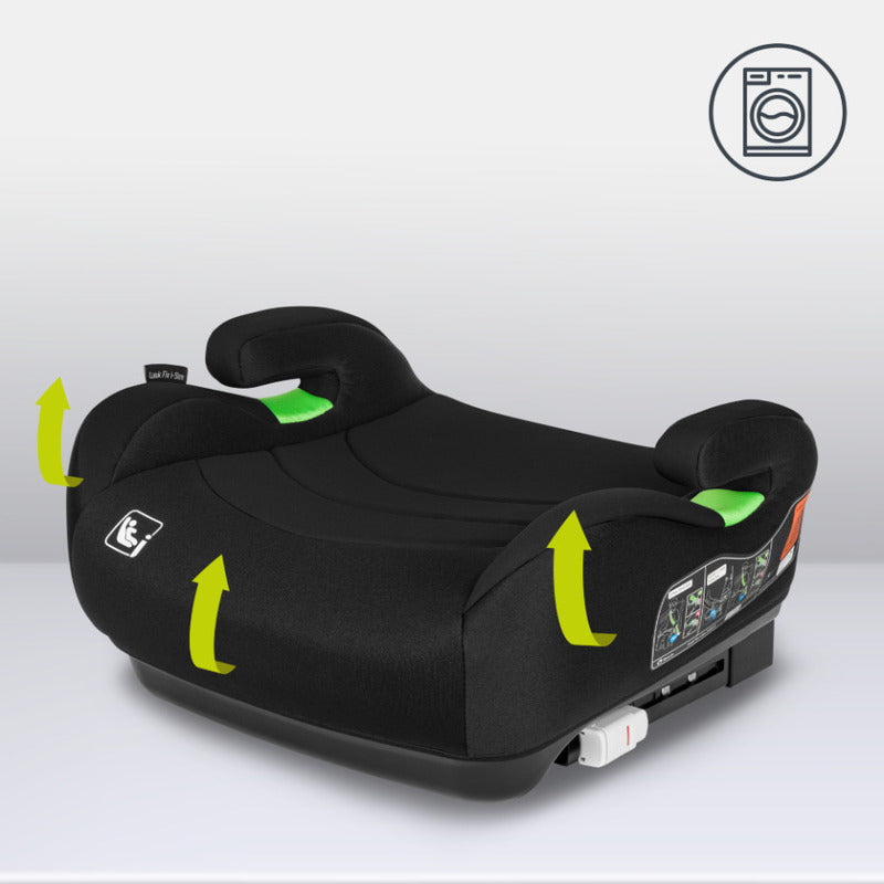 Inaltator auto, Lionelo, Luuk Fix I-size, 125- 150 cm, Instalare cu sistem Isofix si centura de prindere, Cu husa detasabila, Conform cu standardul european de securitate ECE R129, Negru - gogobaby.ro