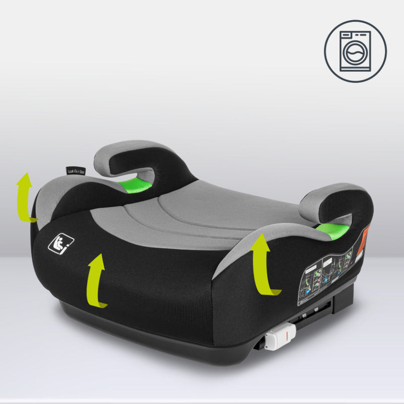 Inaltator auto, Lionelo, Luuk Fix I-size, 125- 150 cm, Instalare cu sistem Isofix si centura de prindere, Cu husa detasabila, Conform cu standardul european de securitate ECE R129, Gri - gogobaby.ro