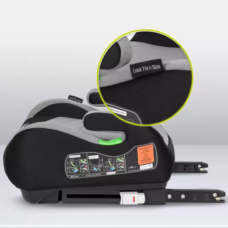 Inaltator auto, Lionelo, Luuk Fix I-size, 125- 150 cm, Instalare cu sistem Isofix si centura de prindere, Cu husa detasabila, Conform cu standardul european de securitate ECE R129, Gri