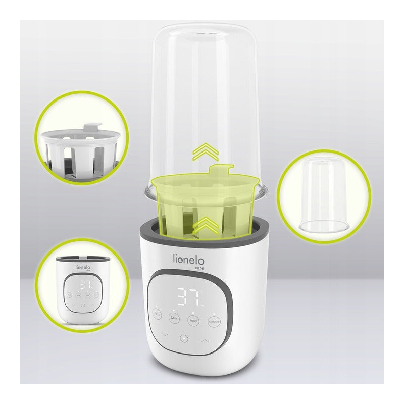 Incalzitor biberoane, Lionelo, ThermUp 2.0, 5 in 1, Sterilizare, Dezghetare, Incalzire rapida, 200 W, Fara BPA, Alb - gogobaby.ro