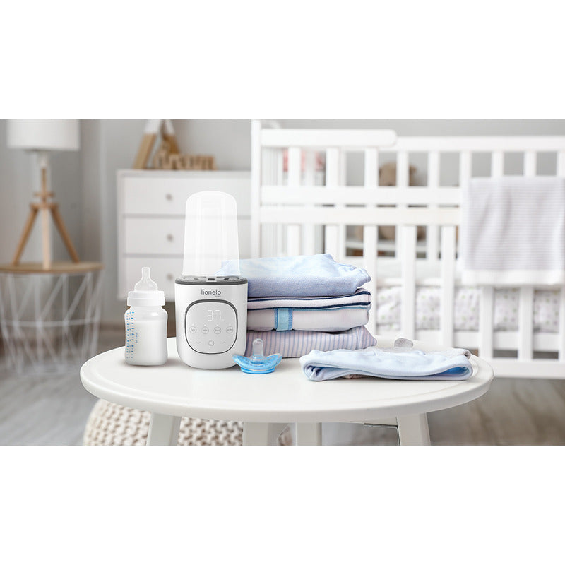 Incalzitor biberoane, Lionelo, ThermUp 2.0, 5 in 1, Sterilizare, Dezghetare, Incalzire rapida, 200 W, Fara BPA, Alb - gogobaby.ro