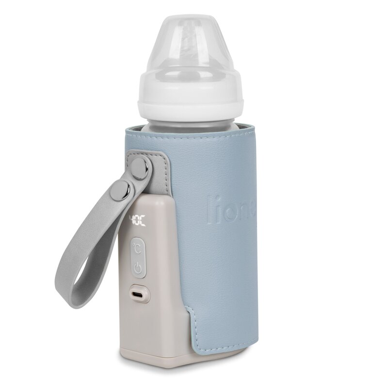Incalzitor biberoane, Lionelo, ThermUp Go Plus, Portabil, Cu aspect elegant, Temperatura constanta pana la 24 h, Incarcare USB, Albastru deschis - gogobaby.ro