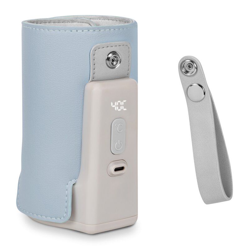 Incalzitor biberoane, Lionelo, ThermUp Go Plus, Portabil, Cu aspect elegant, Temperatura constanta pana la 24 h, Incarcare USB, Albastru deschis - gogobaby.ro