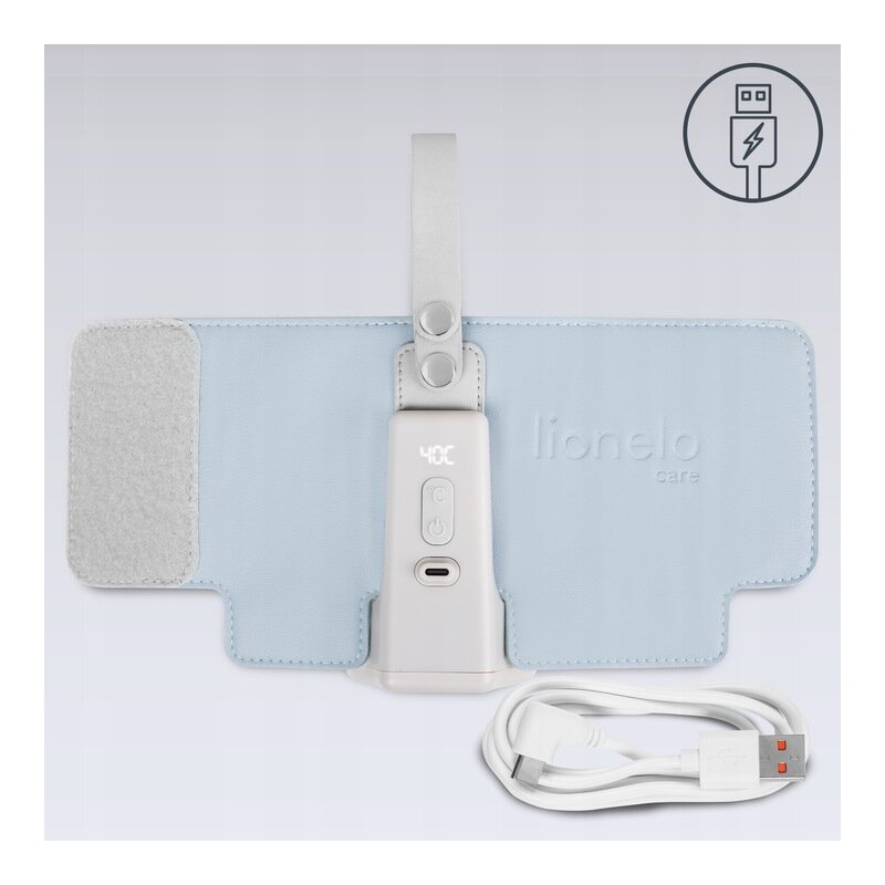 Incalzitor biberoane, Lionelo, ThermUp Go Plus, Portabil, Cu aspect elegant, Temperatura constanta pana la 24 h, Incarcare USB, Albastru deschis - gogobaby.ro