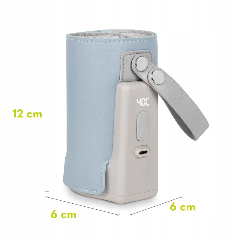Incalzitor biberoane, Lionelo, ThermUp Go Plus, Portabil, Cu aspect elegant, Temperatura constanta pana la 24 h, Incarcare USB, Albastru deschis - gogobaby.ro