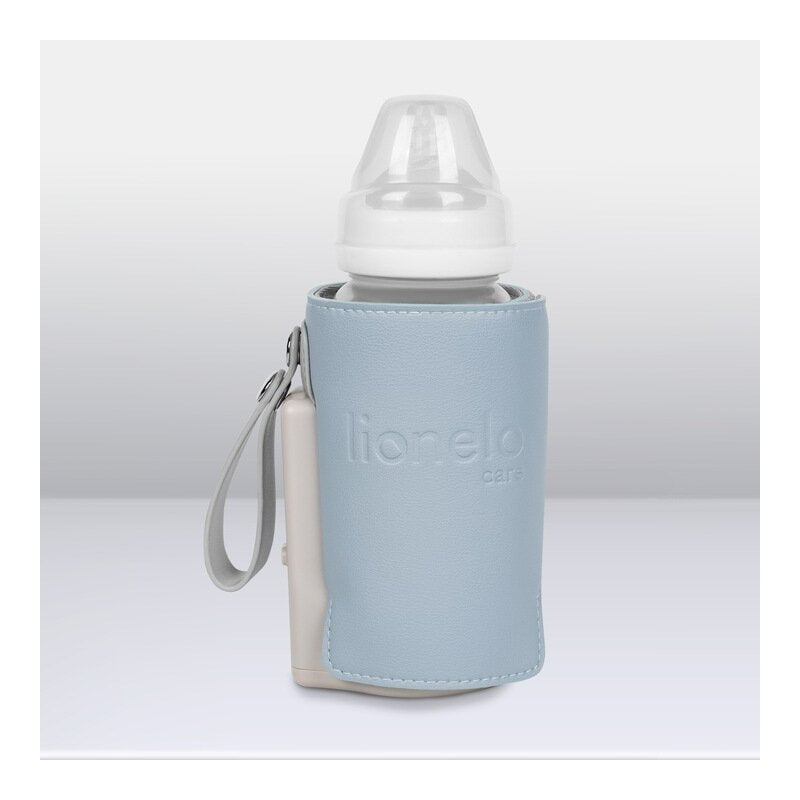 Incalzitor biberoane, Lionelo, ThermUp Go Plus, Portabil, Cu aspect elegant, Temperatura constanta pana la 24 h, Incarcare USB, Albastru deschis - gogobaby.ro