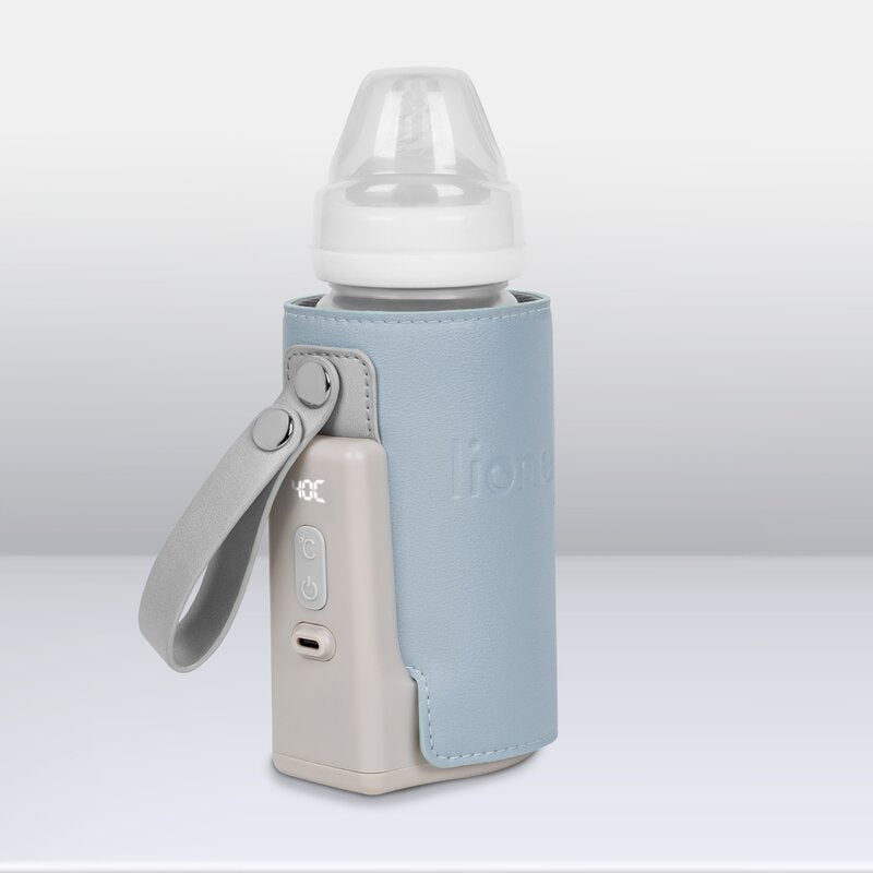 Incalzitor biberoane, Lionelo, ThermUp Go Plus, Portabil, Cu aspect elegant, Temperatura constanta pana la 24 h, Incarcare USB, Albastru deschis - gogobaby.ro