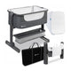 Patut co-sleeper, Lionelo, Timon, 3 in 1, Pliabil, Cu setare unghiulara, Reglabil in 6 pozitii pe inaltime, Din Aluminiu, 90x50 cm, Conform cu standardele europeane de securitate EN1130 si EN16890, Gri