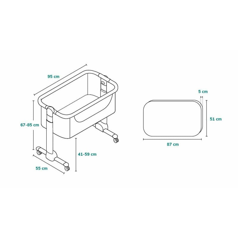Patut co-sleeper, Lionelo, Timon, 3 in 1, Pliabil, Cu setare unghiulara, Reglabil in 6 pozitii pe inaltime, Din Aluminiu, 90x50 cm, Conform cu standardele europeane de securitate EN1130 si EN16890, Gri
