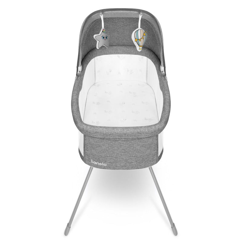 Patut balansoar, Lionelo, Malin, 3 in 1, Pliabil, 0-9 kg, Geanta Transport, Asamblare Rapida, Ultra-Usor, Conform cu standardele europeane de securitate EN1130 si EN16890, Gri