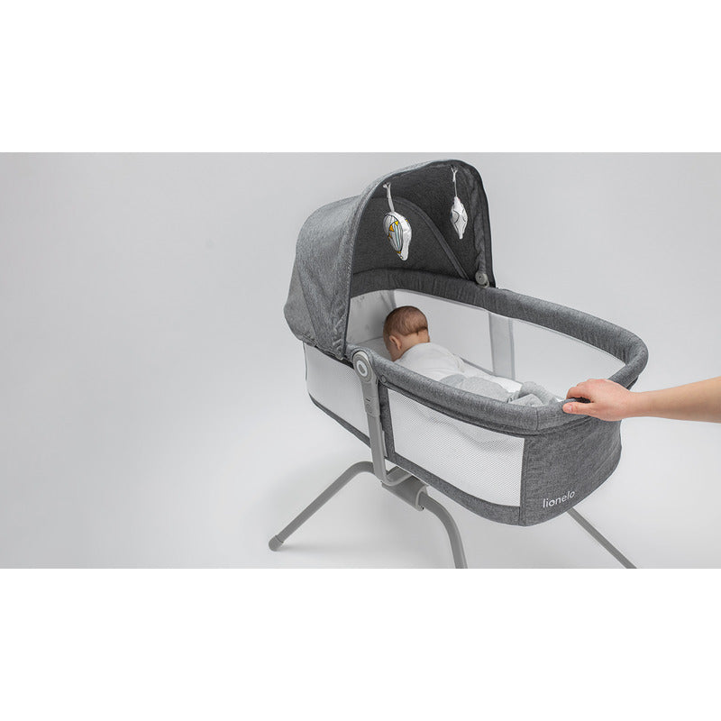 Patut balansoar, Lionelo, Malin, 3 in 1, Pliabil, 0-9 kg, Geanta Transport, Asamblare Rapida, Ultra-Usor, Conform cu standardele europeane de securitate EN1130 si EN16890, Gri - gogobaby.ro