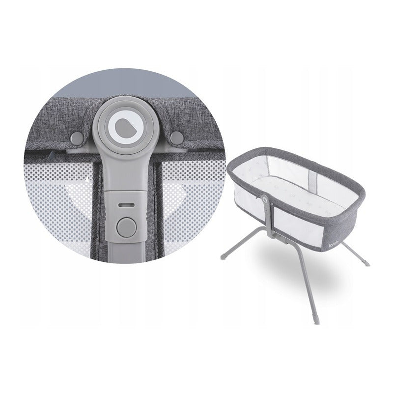 Patut balansoar, Lionelo, Malin, 3 in 1, Pliabil, 0-9 kg, Geanta Transport, Asamblare Rapida, Ultra-Usor, Conform cu standardele europeane de securitate EN1130 si EN16890, Gri