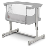 Patut co-sleeper, Lionelo, Aurora, 3 in 1, Cu leganare si setare unghiulara, Include saltea cu densitate T25 si geanta transport, Reglabil in 5 pozitii, Pana la 9 kg, 0 luni+, 85x60x66 cm, Certificari EN 1130:2019+AC:2020, EN 16890:2, Gri deschis