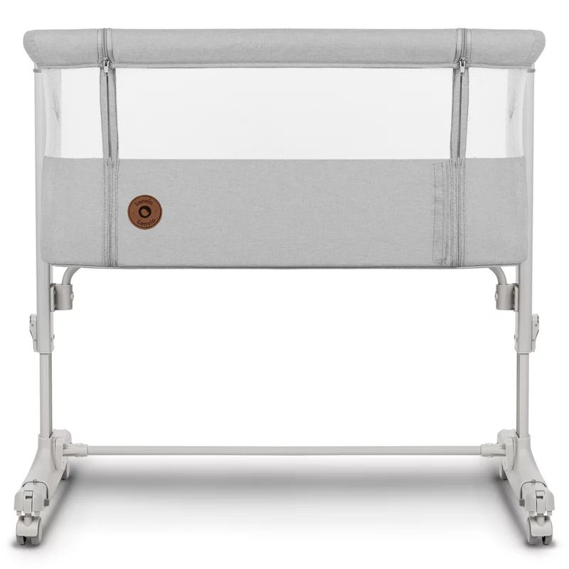 Patut co-sleeper, Lionelo, Aurora, 3 in 1, Cu leganare si setare unghiulara, Include saltea cu densitate T25 si geanta transport, Reglabil in 5 pozitii, Pana la 9 kg, 0 luni+, 85x60x66 cm, Certificari EN 1130:2019+AC:2020, EN 16890:2, Gri deschis
