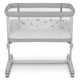 Patut co-sleeper, Lionelo, Aurora, 3 in 1, Cu leganare si setare unghiulara, Include saltea cu densitate T25 si geanta transport, Reglabil in 5 pozitii, Pana la 9 kg, 0 luni+, 85x60x66 cm, Certificari EN 1130:2019+AC:2020, EN 16890:2, Gri deschis