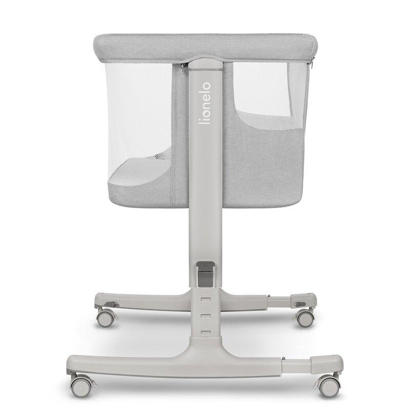 Patut co-sleeper, Lionelo, Aurora, 3 in 1, Cu leganare si setare unghiulara, Include saltea cu densitate T25 si geanta transport, Reglabil in 5 pozitii, Pana la 9 kg, 0 luni+, 85x60x66 cm, Certificari EN 1130:2019+AC:2020, EN 16890:2, Gri deschis - gogobaby.ro