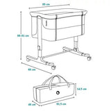 Patut co-sleeper, Lionelo, Aurora, 3 in 1, Cu leganare si setare unghiulara, Include saltea cu densitate T25 si geanta transport, Reglabil in 5 pozitii, Pana la 9 kg, 0 luni+, 85x60x66 cm, Certificari EN 1130:2019+AC:2020, EN 16890:2, Gri deschis