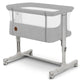 Patut co-sleeper, Lionelo, Aurora, 3 in 1, Cu leganare si setare unghiulara, Include saltea cu densitate T25 si geanta transport, Reglabil in 5 pozitii, Pana la 9 kg, 0 luni+, 85x60x66 cm, Certificari EN 1130:2019+AC:2020, EN 16890:2, Gri deschis
