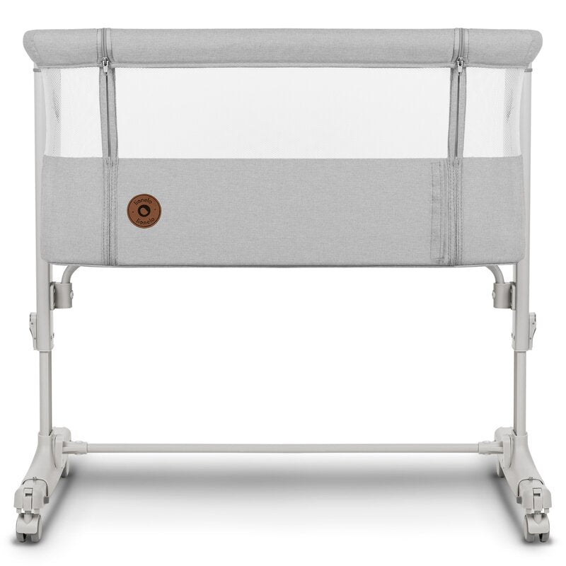 Patut co-sleeper, Lionelo, Aurora, 3 in 1, Cu leganare si setare unghiulara, Include saltea cu densitate T25 si geanta transport, Reglabil in 5 pozitii, Pana la 9 kg, 0 luni+, 85x60x66 cm, Certificari EN 1130:2019+AC:2020, EN 16890:2, Gri deschis - gogobaby.ro