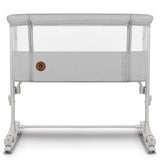 Patut co-sleeper, Lionelo, Aurora, 3 in 1, Cu leganare si setare unghiulara, Include saltea cu densitate T25 si geanta transport, Reglabil in 5 pozitii, Pana la 9 kg, 0 luni+, 85x60x66 cm, Certificari EN 1130:2019+AC:2020, EN 16890:2, Gri deschis