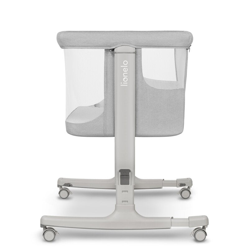 Patut co-sleeper, Lionelo, Aurora, 3 in 1, Cu leganare si setare unghiulara, Include saltea cu densitate T25 si geanta transport, Reglabil in 5 pozitii, Pana la 9 kg, 0 luni+, 85x60x66 cm, Certificari EN 1130:2019+AC:2020, EN 16890:2, Gri deschis - gogobaby.ro