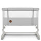 Patut co-sleeper, Lionelo, Aurora, 3 in 1, Cu leganare si setare unghiulara, Include saltea cu densitate T25 si geanta transport, Reglabil in 5 pozitii, Pana la 9 kg, 0 luni+, 85x60x66 cm, Certificari EN 1130:2019+AC:2020, EN 16890:2, Gri deschis