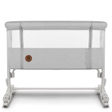 Patut co-sleeper, Lionelo, Aurora, 3 in 1, Cu leganare si setare unghiulara, Include saltea cu densitate T25 si geanta transport, Reglabil in 5 pozitii, Pana la 9 kg, 0 luni+, 85x60x66 cm, Certificari EN 1130:2019+AC:2020, EN 16890:2, Gri deschis