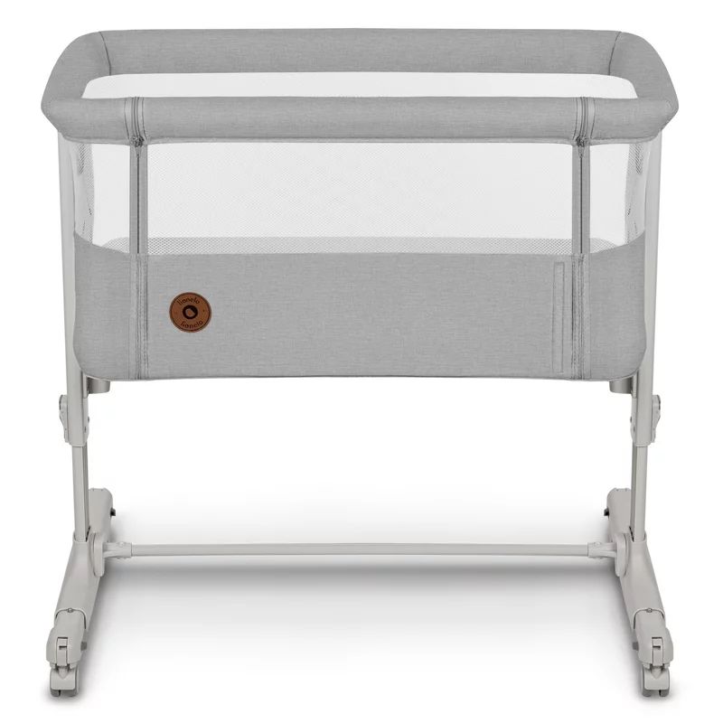 Patut co-sleeper, Lionelo, Aurora, 3 in 1, Cu leganare si setare unghiulara, Include saltea cu densitate T25 si geanta transport, Reglabil in 5 pozitii, Pana la 9 kg, 0 luni+, 85x60x66 cm, Certificari EN 1130:2019+AC:2020, EN 16890:2, Gri deschis