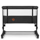 Patut co-sleeper, Lionelo, Aurora, 3 in 1, Cu leganare si setare unghiulara, Include saltea cu densitate T25 si geanta transport, Reglabil in 5 pozitii pe inaltime, Pana la 9 kg, 0 luni+, Conform cu EN 1130:2019+AC:2020, EN 16890:2, Gri inchis