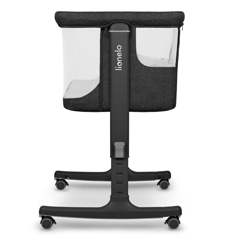 Patut co-sleeper, Lionelo, Aurora, 3 in 1, Cu leganare si setare unghiulara, Include saltea cu densitate T25 si geanta transport, Reglabil in 5 pozitii pe inaltime, Pana la 9 kg, 0 luni+, Conform cu EN 1130:2019+AC:2020, EN 16890:2, Gri inchis - gogobaby.ro
