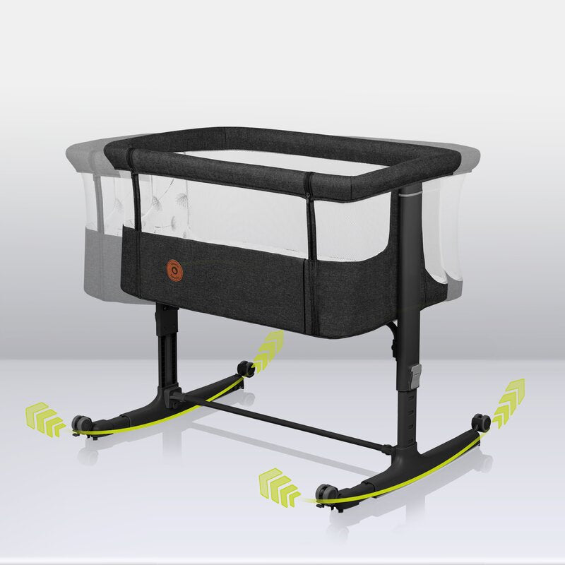 Patut co-sleeper, Lionelo, Aurora, 3 in 1, Cu leganare si setare unghiulara, Include saltea cu densitate T25 si geanta transport, Reglabil in 5 pozitii pe inaltime, Pana la 9 kg, 0 luni+, Conform cu EN 1130:2019+AC:2020, EN 16890:2, Gri inchis - gogobaby.ro