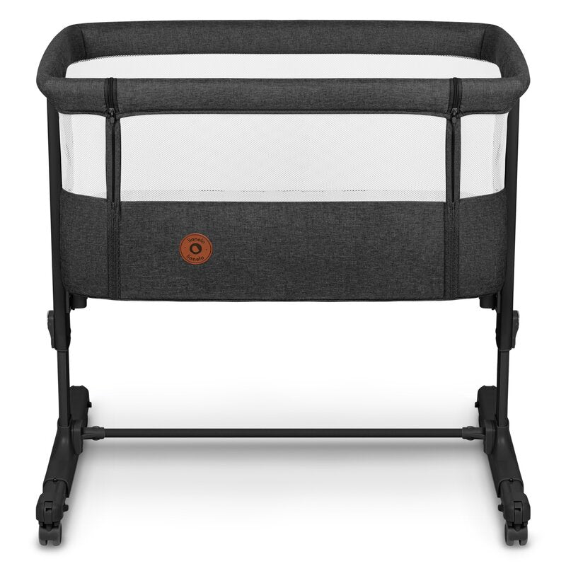 Patut co-sleeper, Lionelo, Aurora, 3 in 1, Cu leganare si setare unghiulara, Include saltea cu densitate T25 si geanta transport, Reglabil in 5 pozitii pe inaltime, Pana la 9 kg, 0 luni+, Conform cu EN 1130:2019+AC:2020, EN 16890:2, Gri inchis