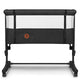 Patut co-sleeper, Lionelo, Aurora, 3 in 1, Cu leganare si setare unghiulara, Include saltea cu densitate T25 si geanta transport, Reglabil in 5 pozitii pe inaltime, Pana la 9 kg, 0 luni+, Conform cu EN 1130:2019+AC:2020, EN 16890:2, Gri inchis