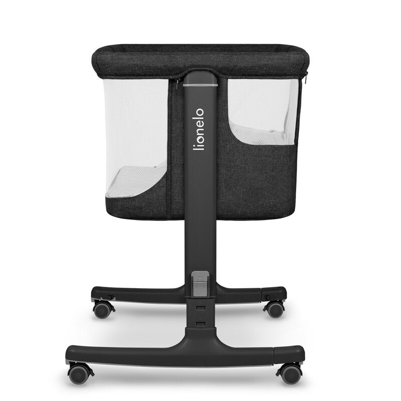 Patut co-sleeper, Lionelo, Aurora, 3 in 1, Cu leganare si setare unghiulara, Include saltea cu densitate T25 si geanta transport, Reglabil in 5 pozitii pe inaltime, Pana la 9 kg, 0 luni+, Conform cu EN 1130:2019+AC:2020, EN 16890:2, Gri inchis - gogobaby.ro