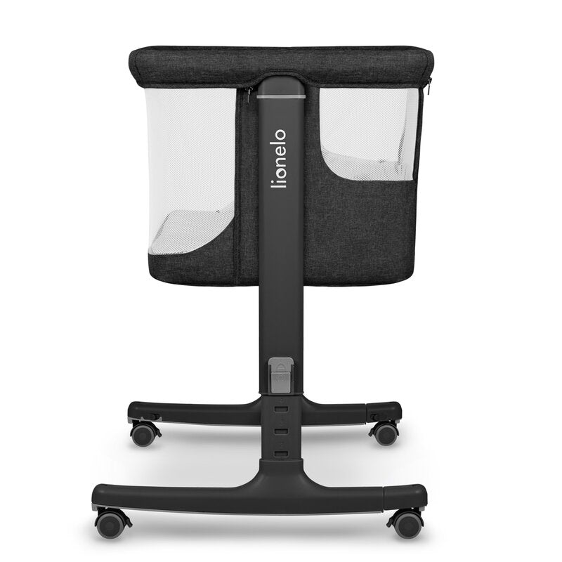 Patut co-sleeper, Lionelo, Aurora, 3 in 1, Cu leganare si setare unghiulara, Include saltea cu densitate T25 si geanta transport, Reglabil in 5 pozitii pe inaltime, Pana la 9 kg, 0 luni+, Conform cu EN 1130:2019+AC:2020, EN 16890:2, Gri inchis - gogobaby.ro