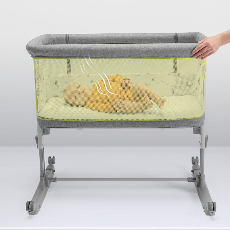 Patut co-sleeper, Lionelo, Aurora, 3 in 1, Cu leganare si setare unghiulara, Include saltea cu densitate T25 si geanta transport, Reglabil in 5 pozitii pe inaltime, Pana la 9 kg, 0 luni+, Conform cu EN 1130:2019+AC:2020, EN 16890:2, Gri inchis - gogobaby.ro