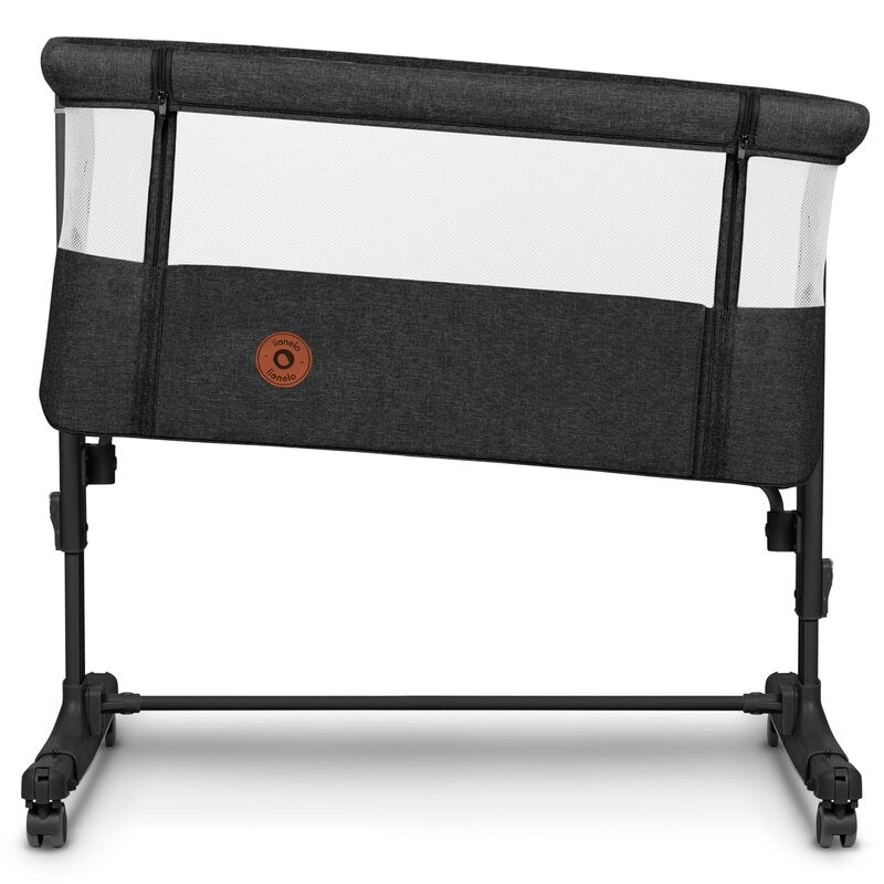 Patut co-sleeper, Lionelo, Aurora, 3 in 1, Cu leganare si setare unghiulara, Include saltea cu densitate T25 si geanta transport, Reglabil in 5 pozitii pe inaltime, Pana la 9 kg, 0 luni+, Conform cu EN 1130:2019+AC:2020, EN 16890:2, Gri inchis - gogobaby.ro