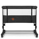 Patut co-sleeper, Lionelo, Aurora, 3 in 1, Cu leganare si setare unghiulara, Include saltea cu densitate T25 si geanta transport, Reglabil in 5 pozitii pe inaltime, Pana la 9 kg, 0 luni+, Conform cu EN 1130:2019+AC:2020, EN 16890:2, Gri inchis