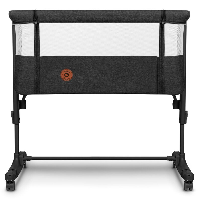 Patut co-sleeper, Lionelo, Aurora, 3 in 1, Cu leganare si setare unghiulara, Include saltea cu densitate T25 si geanta transport, Reglabil in 5 pozitii pe inaltime, Pana la 9 kg, 0 luni+, Conform cu EN 1130:2019+AC:2020, EN 16890:2, Gri inchis