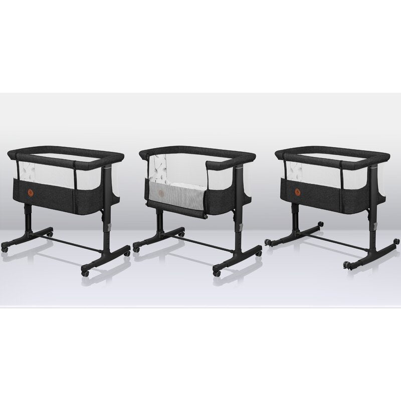 Patut co-sleeper, Lionelo, Aurora, 3 in 1, Cu leganare si setare unghiulara, Include saltea cu densitate T25 si geanta transport, Reglabil in 5 pozitii pe inaltime, Pana la 9 kg, 0 luni+, Conform cu EN 1130:2019+AC:2020, EN 16890:2, Gri inchis - gogobaby.ro